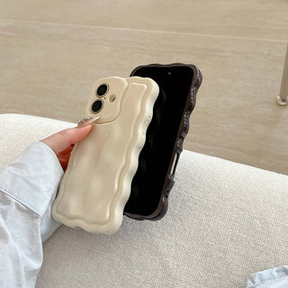 Auramma Collections Avant Basic 3D Meteorite Style Surface Wavy Edge Glossy Butter Yellow Sakura Pink Green Coffee Brown White Wine Red Purple Metallic Black Gold Silver Blue Pink Soft TPU Case iPhone 17 16 15 14 13 12 Pro Max Plus Air 16e
