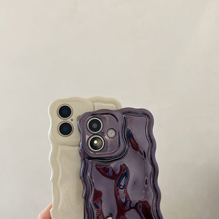 Auramma Collections Avant Basic 3D Meteorite Style Surface Wavy Edge Glossy Butter Yellow Sakura Pink Green Coffee Brown White Wine Red Purple Metallic Black Gold Silver Blue Pink Soft TPU Case iPhone 16 Pro Max Plus 16e