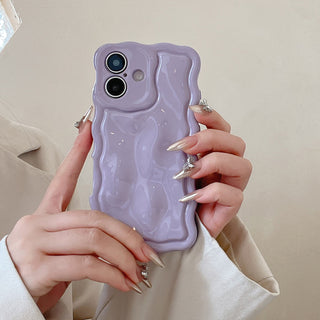 Auramma Collections Avant Basic 3D Meteorite Style Surface Wavy Edge Glossy Butter Yellow Sakura Pink Green Coffee Brown White Wine Red Purple Metallic Black Gold Silver Blue Pink Soft TPU Case iPhone 17 16 15 14 13 12 Pro Max Plus Air 16e