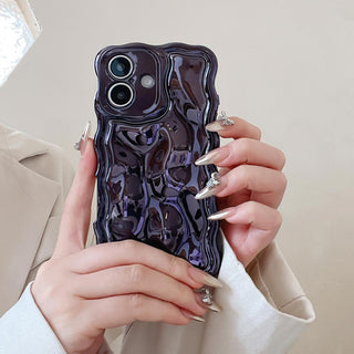 Auramma Collections Avant Basic 3D Meteorite Style Surface Wavy Edge Glossy Butter Yellow Sakura Pink Green Coffee Brown White Wine Red Purple Metallic Black Gold Silver Blue Pink Soft TPU Case iPhone 17 16 15 14 13 12 Pro Max Plus Air 16e