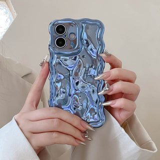 Auramma Collections Avant Basic 3D Meteorite Style Surface Wavy Edge Glossy Butter Yellow Sakura Pink Green Coffee Brown White Wine Red Purple Metallic Black Gold Silver Blue Pink Soft TPU Case iPhone 17 16 15 14 13 12 Pro Max Plus Air 16e