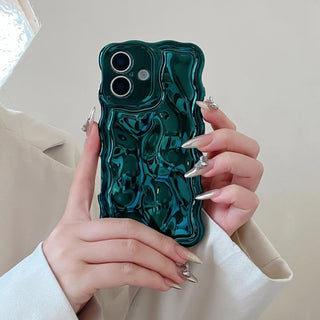 Auramma Collections Avant Basic 3D Meteorite Style Surface Wavy Edge Glossy Butter Yellow Sakura Pink Green Coffee Brown White Wine Red Purple Metallic Black Gold Silver Blue Pink Soft TPU Case iPhone 17 16 15 14 13 12 Pro Max Plus Air 16e