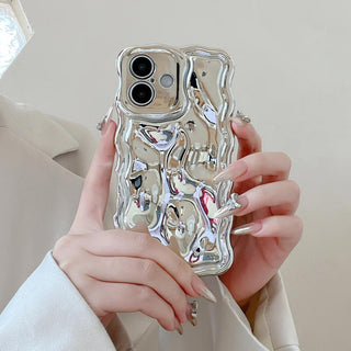 Auramma Collections Avant Basic 3D Meteorite Style Surface Wavy Edge Glossy Butter Yellow Sakura Pink Green Coffee Brown White Wine Red Purple Metallic Black Gold Silver Blue Pink Soft TPU Case iPhone 17 16 15 14 13 12 Pro Max Plus Air 16e