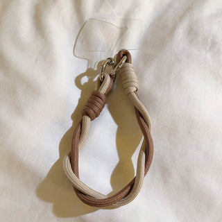 Auramma Collections Avant Basic Earth Tone White Gray Latte Caramel Brown Green Black Double Rope Braid Wrist Phone Lanyard Charm