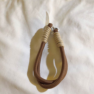 Auramma Collections Avant Basic Earth Tone White Gray Latte Caramel Brown Green Black Double Rope Braid Wrist Phone Lanyard Charm