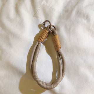 Auramma Collections Avant Basic Earth Tone White Gray Latte Caramel Brown Green Black Double Rope Braid Wrist Phone Lanyard Charm
