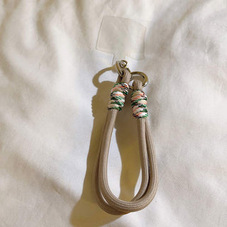 Auramma Collections Avant Basic Earth Tone White Gray Latte Caramel Brown Green Black Double Rope Braid Wrist Phone Lanyard Charm