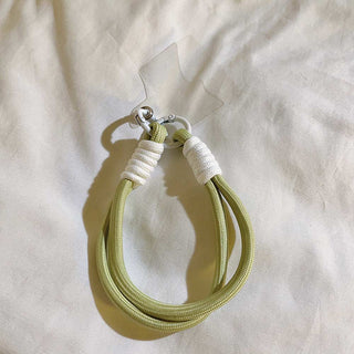 Auramma Collections Avant Basic Earth Tone White Gray Latte Caramel Brown Green Black Double Rope Braid Wrist Phone Lanyard Charm