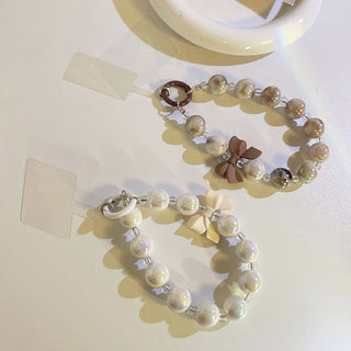 Auramma Collections Avant Basic Elegant Cute White Grey Brown Marble Bead Bracelet Phone Charm