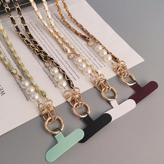 Auramma Collections Avant Basic Elegant Minimalist Aesthetic Green Black White Khaki Leather Gold Chain Crossbody Lanyard For Smart Phone iPhone Samsung