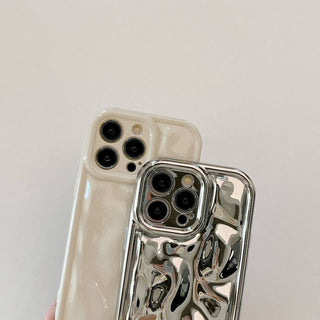 Auramma Collections Avant Basic Matte Finish Silver Chrome 3D Meteorite Style Soft TPU Case iPhone 16 15 14 13 12 11 Pro Max