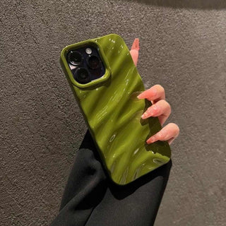 Auramma Collections Avant Basic Glossy White Green Wine Red Burgundy Black Brown 3d Ruffle Texture Surface Soft TPU Case iPhone 17 16 15 14 13 12 11 Pro Max Plus Air 16e