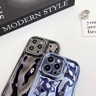Auramma Collections Avant Basic Glossy Metallic Black Silver Blue Purple Pink 3D Meteorite Style Soft TPU Case iPhone 17 16 15 14 13 12 11 Pro Max Plus Air