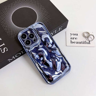 Auramma Collections Avant Basic Glossy Metallic Black Silver Blue Purple Pink 3D Meteorite Style Soft TPU Case iPhone 17 16 15 14 13 12 11 Pro Max Plus Air