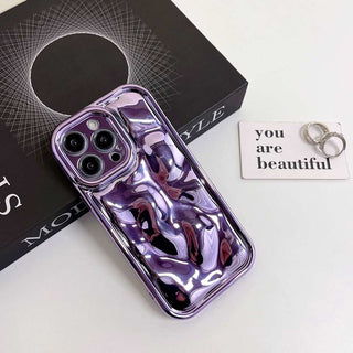 Auramma Collections Avant Basic Glossy Metallic Black Silver Blue Purple Pink 3D Meteorite Style Soft TPU Case iPhone 17 16 15 14 13 12 11 Pro Max Plus Air