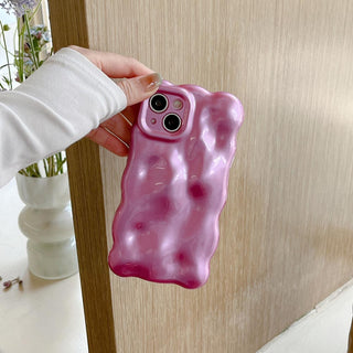 Auramma Collections Avant Basic Minimalist Aesthetic Glossy Pearl Glitter Purple Khaki Pink Grey Blue Tortoise Yellow Black Wavy Edge 3D Bubbles Style Soft TPU Case iPhone 16 15 14 13 12 11 Pro Max Plus
