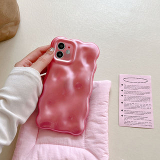 Auramma Collections Avant Basic Minimalist Aesthetic Glossy Pearl Glitter Purple Khaki Pink Grey Blue Tortoise Yellow Black Wavy Edge 3D Bubbles Style Soft TPU Case iPhone 16 15 14 13 12 11 Pro Max Plus