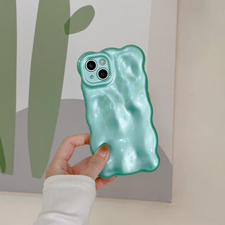 Auramma Collections Avant Basic Minimalist Aesthetic Glossy Pearl Glitter Purple Khaki Pink Grey Blue Tortoise Yellow Black Wavy Edge 3D Bubbles Style Soft TPU Case iPhone 16 15 14 13 12 11 Pro Max Plus