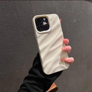 Auramma Collections Avant Basic Glossy White Green Wine Red Burgundy Black Brown 3d Ruffle Texture Surface Soft TPU Case iPhone 17 16 15 14 13 12 11 Pro Max Plus Air 16e