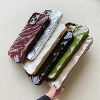 Auramma Collections Avant Basic Glossy White Green Wine Red Burgundy Black Brown 3d Ruffle Texture Surface Soft TPU Case iPhone 17 16 15 14 13 12 11 Pro Max Plus Air 16e