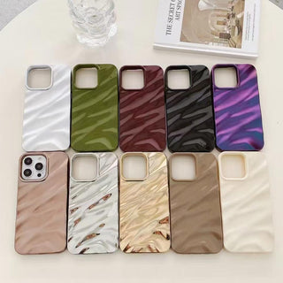 Auramma Collections Avant Basic Glossy White Green Wine Red Burgundy Black Brown 3d Ruffle Texture Surface Soft TPU Case iPhone 17 16 15 14 13 12 11 Pro Max Plus Air 16e
