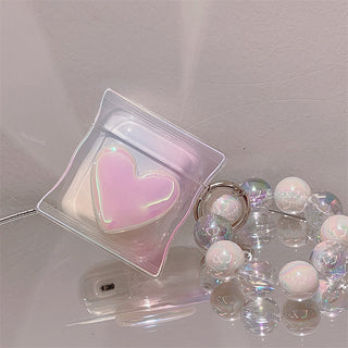Auramma Collections Avant Basic Fairy Soft Aesthetic Iridescent Laser Radiant Color Candy Bag Heart Bead Bracelet Charm TPU Case AirPods 1 2 3 Pro