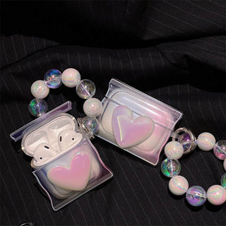 Auramma Collections Avant Basic Fairy Soft Aesthetic Iridescent Laser Radiant Color Candy Bag Heart Bead Bracelet Charm TPU Case AirPods 1 2 3 Pro