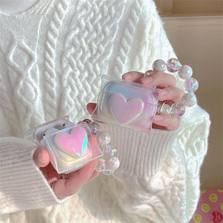 Auramma Collections Avant Basic Fairy Soft Aesthetic Iridescent Laser Radiant Color Candy Bag Heart Bead Bracelet Charm TPU Case AirPods 1 2 3 Pro