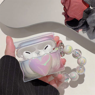 Auramma Collections Avant Basic Fairy Soft Aesthetic Iridescent Laser Radiant Color Candy Bag Heart Bead Bracelet Charm TPU Case AirPods 1 2 3 Pro