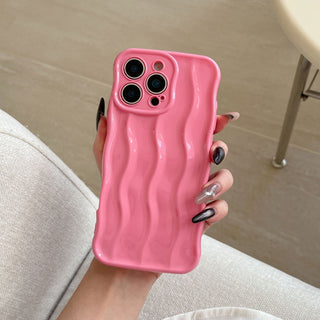 Auramma Collections Avant Basic Linear Wavy Glossy Finish Summer Pastel Baby Blue Barbie Sakura Pink Mint Green Butter Yellow Soft TPU Case iPhone 16 15 14 13 Pro Max