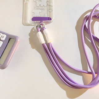 Auramma Collections Avant Basic Macaron Colors Pink Green Fuchsia Purple Blue Yellow White Double Rope Mobile Phone Crossbody Lanyard