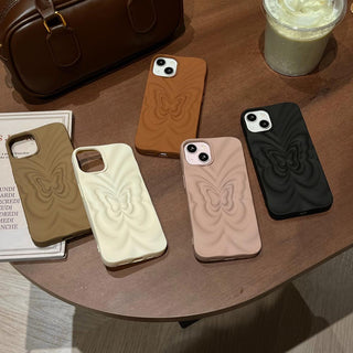 Auramma Collections Avant Basic Aesthetic Matte 3D Butterfly Brown White Khaki Dusty Pink Black Soft TPU Case iPhone 14 13 12 11 Pro Max