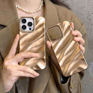 Auramma Collections Avant Basic Glossy Matte Metallic Gold Silver Purple 3d Ruffle Texture Surface Soft TPU Case iPhone 17 16 15 14 13 12 11 Pro Max Plus 16e Air