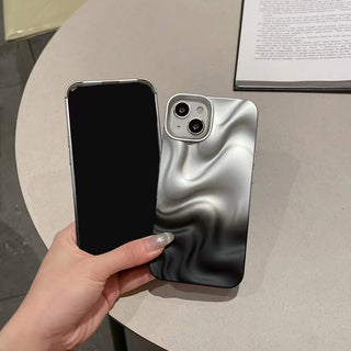 Auramma Collections Avant Basic Matte Gradient Silver Black 3D Ripples Textured Surface Soft TPU Case iPhone 17 16 15 14 13 12 11 Pro Max