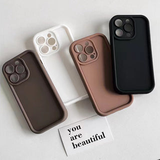 Auramma Collections Avant Basic Matte Plain Color Fuchsia Green Blue Brown Milk Tea White Black Thick Frame Soft TPU Case iPhone 16 15 14 13 12 Pro Max Plus
