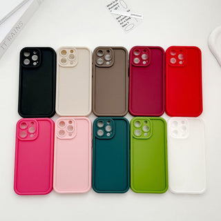 Auramma Collections Avant Basic Matte Plain Color Fuchsia Green Blue Brown Milk Tea White Black Thick Frame Soft TPU Case iPhone 17 16 15 14 13 12 Pro Max Plus Air