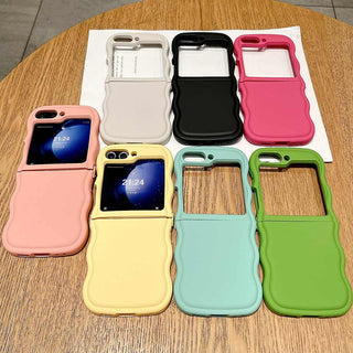 Auramma Collections Avant Basic Matte Plain Pink White Black Fuchsia Yellow Blue Green Wavy Edge Soft TPU Case Samsung Z Flip 6 5 4 3
