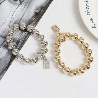Auramma Collections Avant Basic Metallic Gold Silver Plated Bead Bracelet Mobile Cell Phone Charm