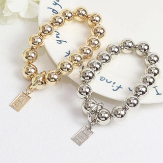 Auramma Collections Avant Basic Metallic Gold Silver Plated Bead Bracelet Mobile Cell Phone Charm