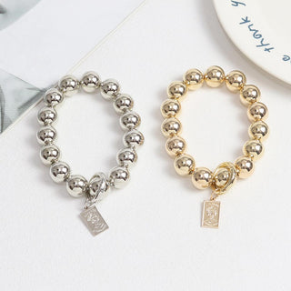 Auramma Collections Avant Basic Metallic Gold Silver Plated Bead Bracelet Mobile Cell Phone Charm