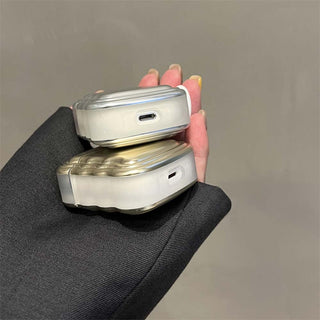 Auramma Collections Avant Basic Minimalist Cool Aesthetic Metallic Gold Silver Plated Wavy Soft TPU Case AirPods 1 2 3 Pro