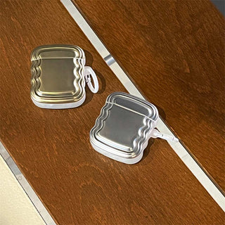 Auramma Collections Avant Basic Minimalist Cool Aesthetic Metallic Gold Silver Plated Wavy Soft TPU Case AirPods 1 2 3 Pro