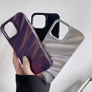 Auramma Collections Avant Basic Glossy Matte Metallic Gold Silver Purple 3d Ruffle Texture Surface Soft TPU Case iPhone 17 16 15 14 13 12 11 Pro Max Plus 16e Air