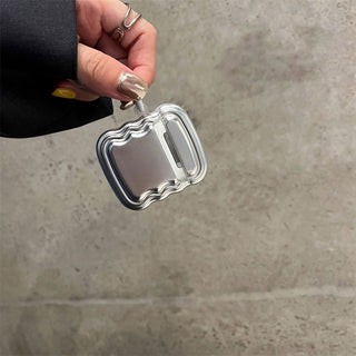 Auramma Collections Avant Basic Minimalist Cool Aesthetic Metallic Gold Silver Plated Wavy Soft TPU Case AirPods 1 2 3 Pro