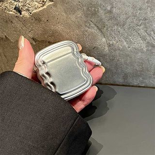 Auramma Collections Avant Basic Minimalist Cool Aesthetic Metallic Gold Silver Plated Wavy Soft TPU Case AirPods 1 2 3 Pro