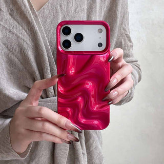 Auramma Collections Avant Basic Minimalist Aesthetic Glossy Finish Fuchsia 3D Ripples Surface Style Soft TPU Case iPhone 17 16 15 14 13 Pro Max Air