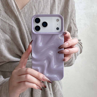 Auramma Collections Avant Basic Minimalist Aesthetic Glossy Finish Pastel Purple Pink Mint Green Butter Yellow Barbie Blue White 3D Ripples Surface Style Soft TPU Case iPhone 17 16 15 14 13 Pro Max Air