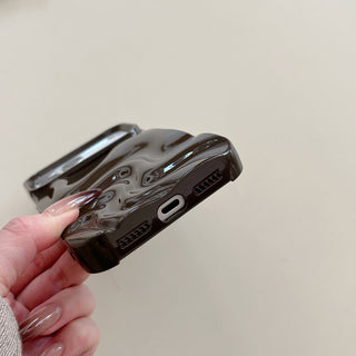 Auramma Collections Avant Basic Minimalist Aesthetic Glossy Finish Autumn Cozy Chocolate Khaki Dark Green Burgundy Wine Red 3D Ripples Surface Style Soft TPU Case iPhone 17 16 15 14 13 Pro Max Air