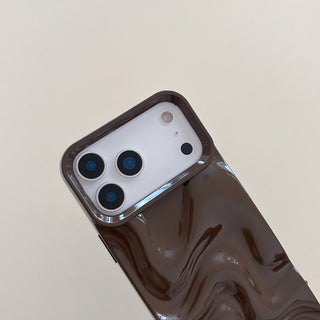 Auramma Collections Avant Basic Minimalist Aesthetic Glossy Finish Autumn Cozy Chocolate Khaki Dark Green Burgundy Wine Red 3D Ripples Surface Style Soft TPU Case iPhone 17 16 15 14 13 Pro Max Air