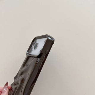 Auramma Collections Avant Basic Minimalist Aesthetic Glossy Finish Autumn Cozy Chocolate Khaki Dark Green Burgundy Wine Red 3D Ripples Surface Style Soft TPU Case iPhone 17 16 15 14 13 Pro Max Air